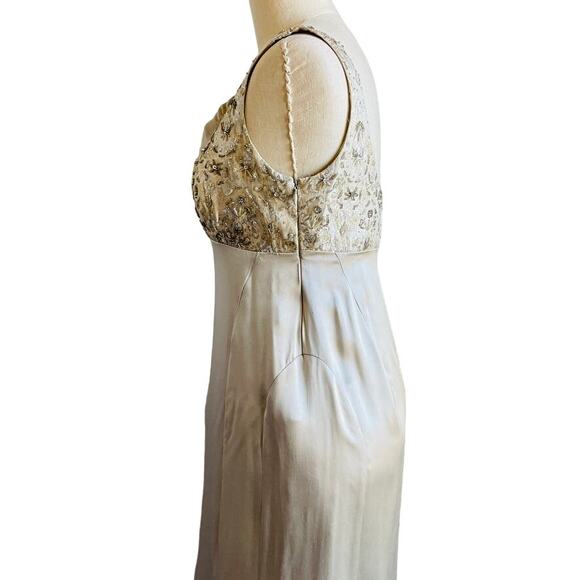 Niteline Formal Champagne Silk Beaded Long Dress with Jacket - Picture 12 of 16